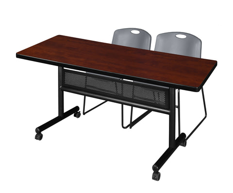 Regency Kobe 48 x 24 in. FlipTop Privacy Nesting Table 2 Zeng Stack Chairs