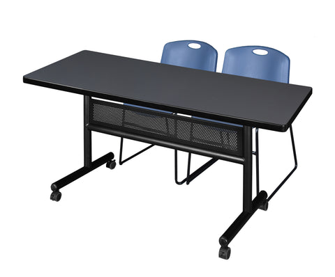 Regency Kobe 48 x 24 in. FlipTop Privacy Nesting Table 2 Zeng Stack Chairs