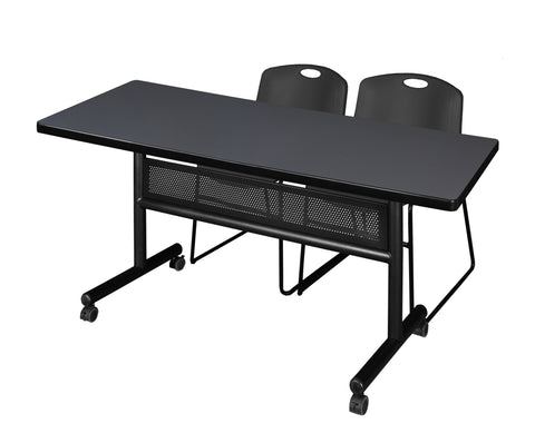 Regency Kobe 48 x 24 in. FlipTop Privacy Nesting Table 2 Zeng Stack Chairs