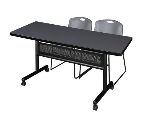 Regency Kobe 48 x 24 in. FlipTop Privacy Nesting Table 2 Zeng Stack Chairs