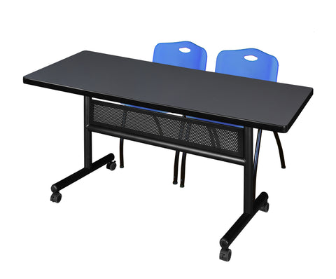 Regency Kobe 48 x 24 in. FlipTop Privacy Nesting Table 2 M Stack Chairs
