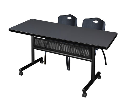 Regency Kobe 48 x 24 in. FlipTop Privacy Nesting Table 2 M Stack Chairs