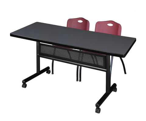 Regency Kobe 48 x 24 in. FlipTop Privacy Nesting Table 2 M Stack Chairs