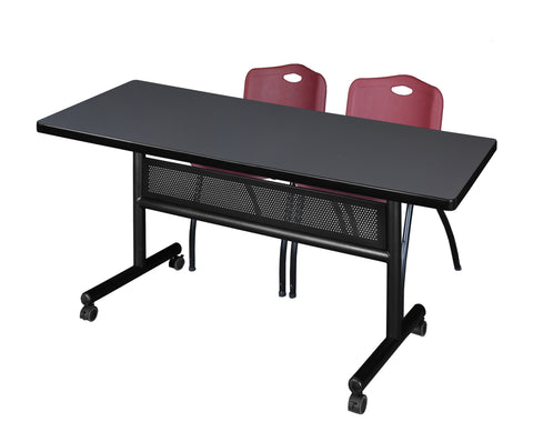 Regency Kobe 48 x 24 in. FlipTop Privacy Nesting Table 2 M Stack Chairs