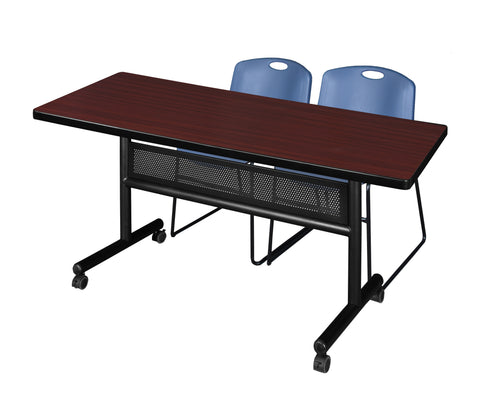 Regency Kobe 48 x 24 in. FlipTop Privacy Nesting Table 2 Zeng Stack Chairs
