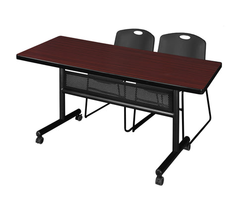 Regency Kobe 48 x 24 in. FlipTop Privacy Nesting Table 2 Zeng Stack Chairs