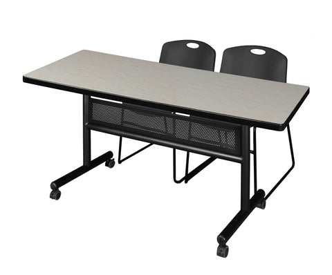 Regency Kobe 48 x 24 in. FlipTop Privacy Nesting Table 2 Zeng Stack Chairs