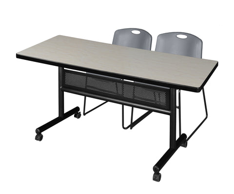 Regency Kobe 48 x 24 in. FlipTop Privacy Nesting Table 2 Zeng Stack Chairs