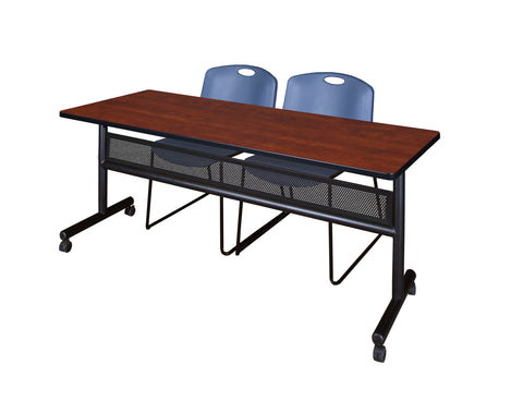 Regency Kobe 48 x 24 in. FlipTop Privacy Nesting Table 2 Zeng Stack Chairs