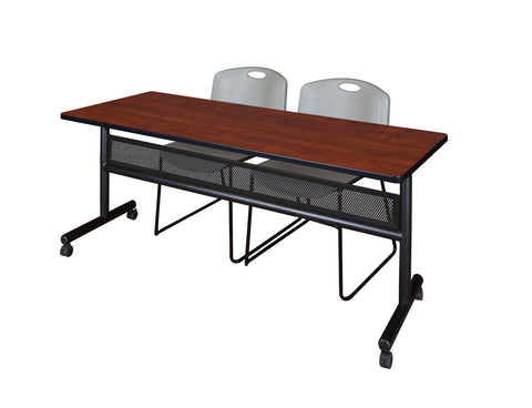 Regency Kobe 48 x 24 in. FlipTop Privacy Nesting Table 2 Zeng Stack Chairs