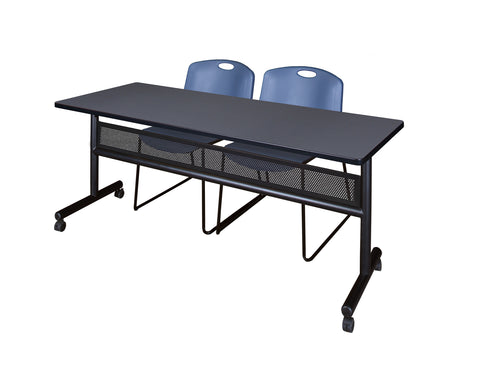 Regency Kobe 48 x 24 in. FlipTop Privacy Nesting Table 2 Zeng Stack Chairs