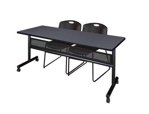 Regency Kobe 48 x 24 in. FlipTop Privacy Nesting Table 2 Zeng Stack Chairs