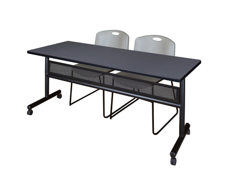 Regency Kobe 48 x 24 in. FlipTop Privacy Nesting Table 2 Zeng Stack Chairs