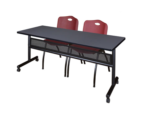 Regency Kobe 48 x 24 in. FlipTop Privacy Nesting Table 2 M Stack Chairs