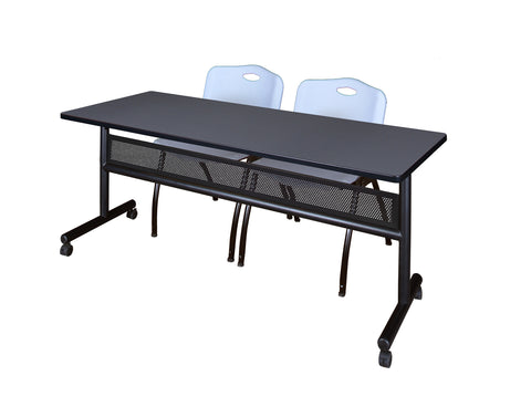 Regency Kobe 48 x 24 in. FlipTop Privacy Nesting Table 2 M Stack Chairs