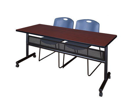 Regency Kobe 48 x 24 in. FlipTop Privacy Nesting Table 2 Zeng Stack Chairs