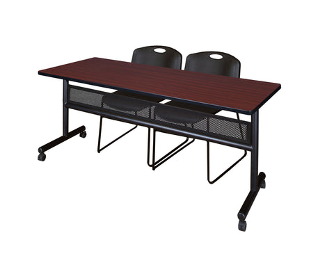 Regency Kobe 48 x 24 in. FlipTop Privacy Nesting Table 2 Zeng Stack Chairs