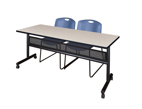 Regency Kobe 48 x 24 in. FlipTop Privacy Nesting Table 2 Zeng Stack Chairs