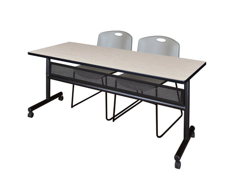 Regency Kobe 48 x 24 in. FlipTop Privacy Nesting Table 2 Zeng Stack Chairs