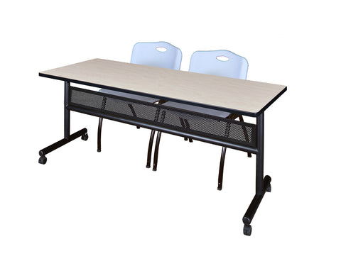 Regency Kobe 48 x 24 in. FlipTop Privacy Nesting Table 2 M Stack Chairs