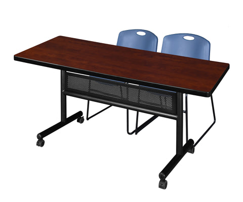 Regency Kobe 48 x 24 in. FlipTop Privacy Nesting Table 2 Zeng Stack Chairs