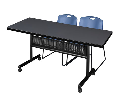 Regency Kobe 48 x 24 in. FlipTop Privacy Nesting Table 2 Zeng Stack Chairs