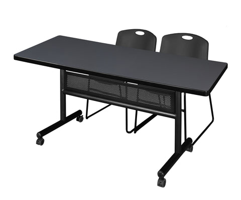 Regency Kobe 48 x 24 in. FlipTop Privacy Nesting Table 2 Zeng Stack Chairs