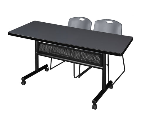 Regency Kobe 48 x 24 in. FlipTop Privacy Nesting Table 2 Zeng Stack Chairs