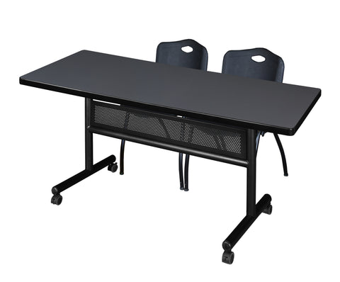 Regency Kobe 48 x 24 in. FlipTop Privacy Nesting Table 2 M Stack Chairs
