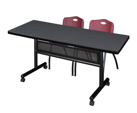 Regency Kobe 48 x 24 in. FlipTop Privacy Nesting Table 2 M Stack Chairs