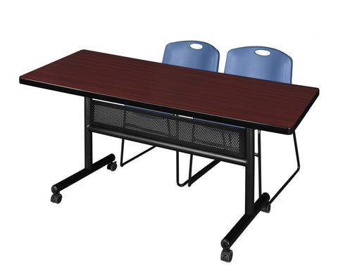 Regency Kobe 48 x 24 in. FlipTop Privacy Nesting Table 2 Zeng Stack Chairs
