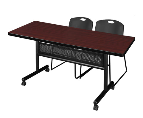 Regency Kobe 48 x 24 in. FlipTop Privacy Nesting Table 2 Zeng Stack Chairs