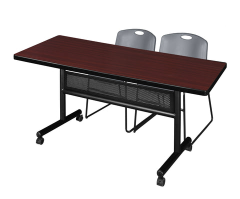 Regency Kobe 48 x 24 in. FlipTop Privacy Nesting Table 2 Zeng Stack Chairs