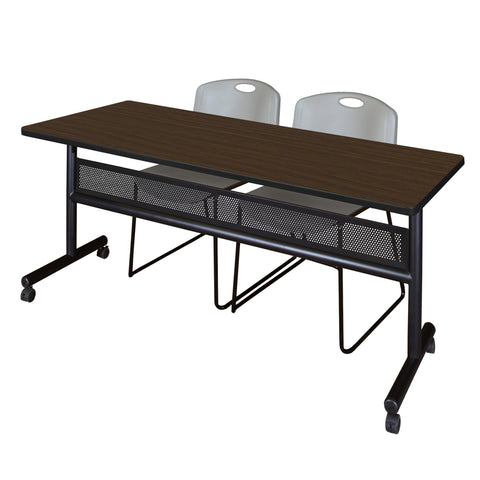 Regency Kobe 48 x 24 in. FlipTop Privacy Nesting Table 2 Zeng Stack Chairs