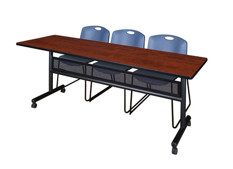Regency Kobe 48 x 24 in. FlipTop Privacy Nesting Table 2 Zeng Stack Chairs