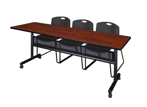Regency Kobe 48 x 24 in. FlipTop Privacy Nesting Table 2 Zeng Stack Chairs