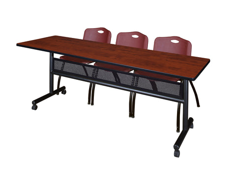 Regency Kobe 48 x 24 in. FlipTop Privacy Nesting Table 2 M Stack Chairs