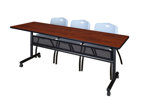 Regency Kobe 48 x 24 in. FlipTop Privacy Nesting Table 2 M Stack Chairs