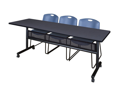 Regency Kobe 48 x 24 in. FlipTop Privacy Nesting Table 2 Zeng Stack Chairs