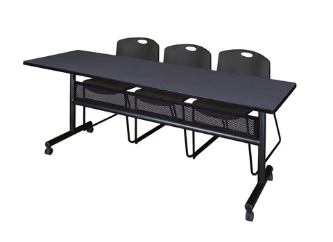 Regency Kobe 48 x 24 in. FlipTop Privacy Nesting Table 2 Zeng Stack Chairs