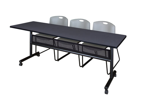 Regency Kobe 48 x 24 in. FlipTop Privacy Nesting Table 2 Zeng Stack Chairs