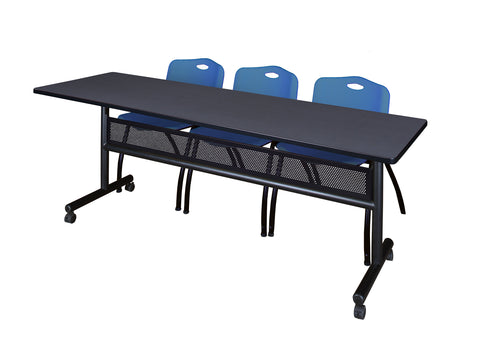 Regency Kobe 48 x 24 in. FlipTop Privacy Nesting Table 2 M Stack Chairs