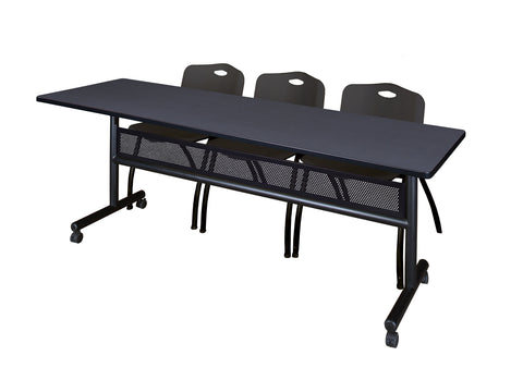 Regency Kobe 48 x 24 in. FlipTop Privacy Nesting Table 2 M Stack Chairs