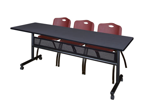 Regency Kobe 48 x 24 in. FlipTop Privacy Nesting Table 2 M Stack Chairs