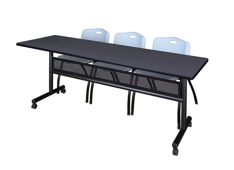Regency Kobe 48 x 24 in. FlipTop Privacy Nesting Table 2 M Stack Chairs