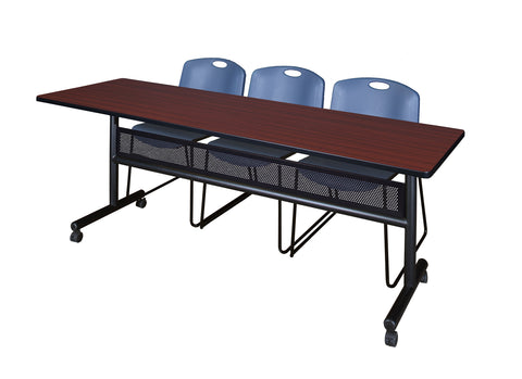 Regency Kobe 48 x 24 in. FlipTop Privacy Nesting Table 2 Zeng Stack Chairs