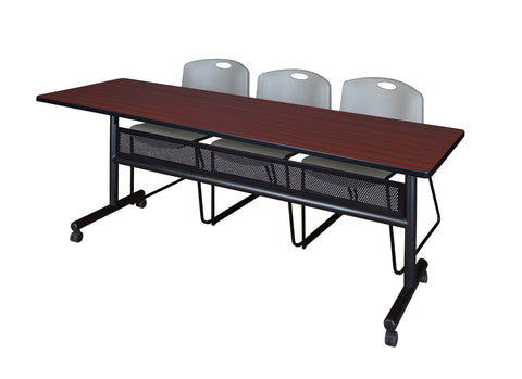 Regency Kobe 48 x 24 in. FlipTop Privacy Nesting Table 2 Zeng Stack Chairs