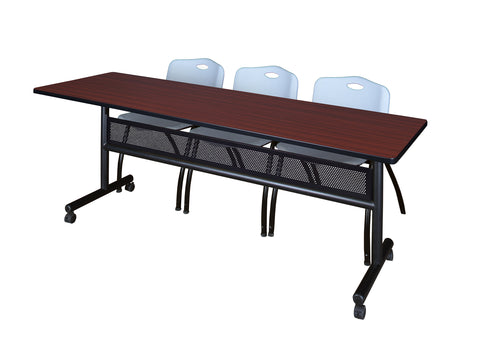 Regency Kobe 48 x 24 in. FlipTop Privacy Nesting Table 2 M Stack Chairs