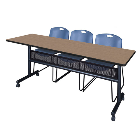 Regency Kobe 48 x 24 in. FlipTop Privacy Nesting Table 2 Zeng Stack Chairs