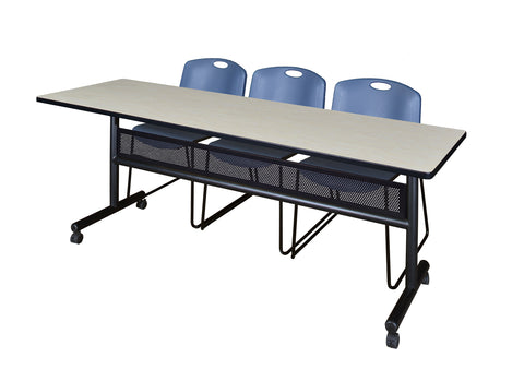 Regency Kobe 48 x 24 in. FlipTop Privacy Nesting Table 2 Zeng Stack Chairs